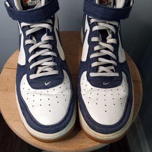 Nike airforce one blue denim and white  leather